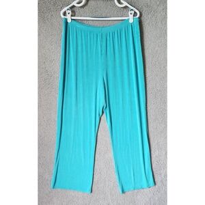 Slinky Brand Pants Women 1X Light Blue‎ Elastic Waist Straight Leg Travel Knit